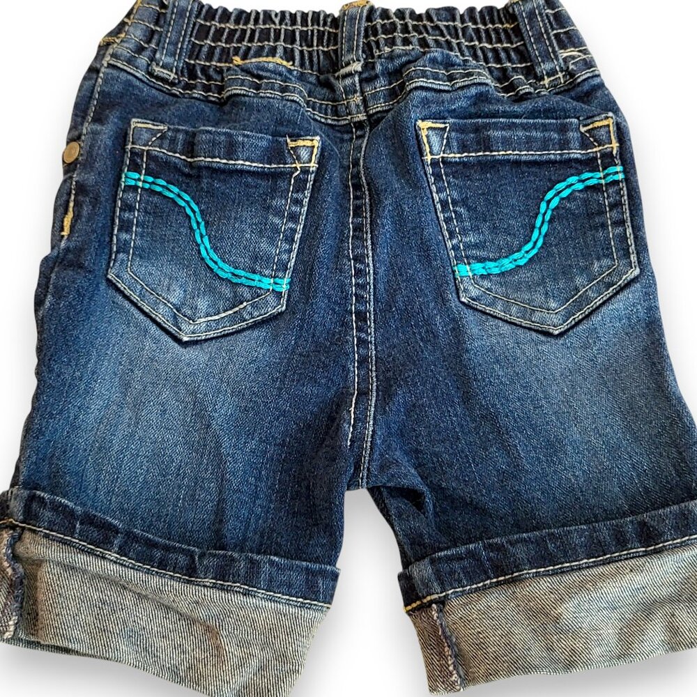 U.S. Polo Assn. Denim Boys Jean Shorts 24M Cuffed Toddler Zip Front Elastic Back - Picture 2 of 7